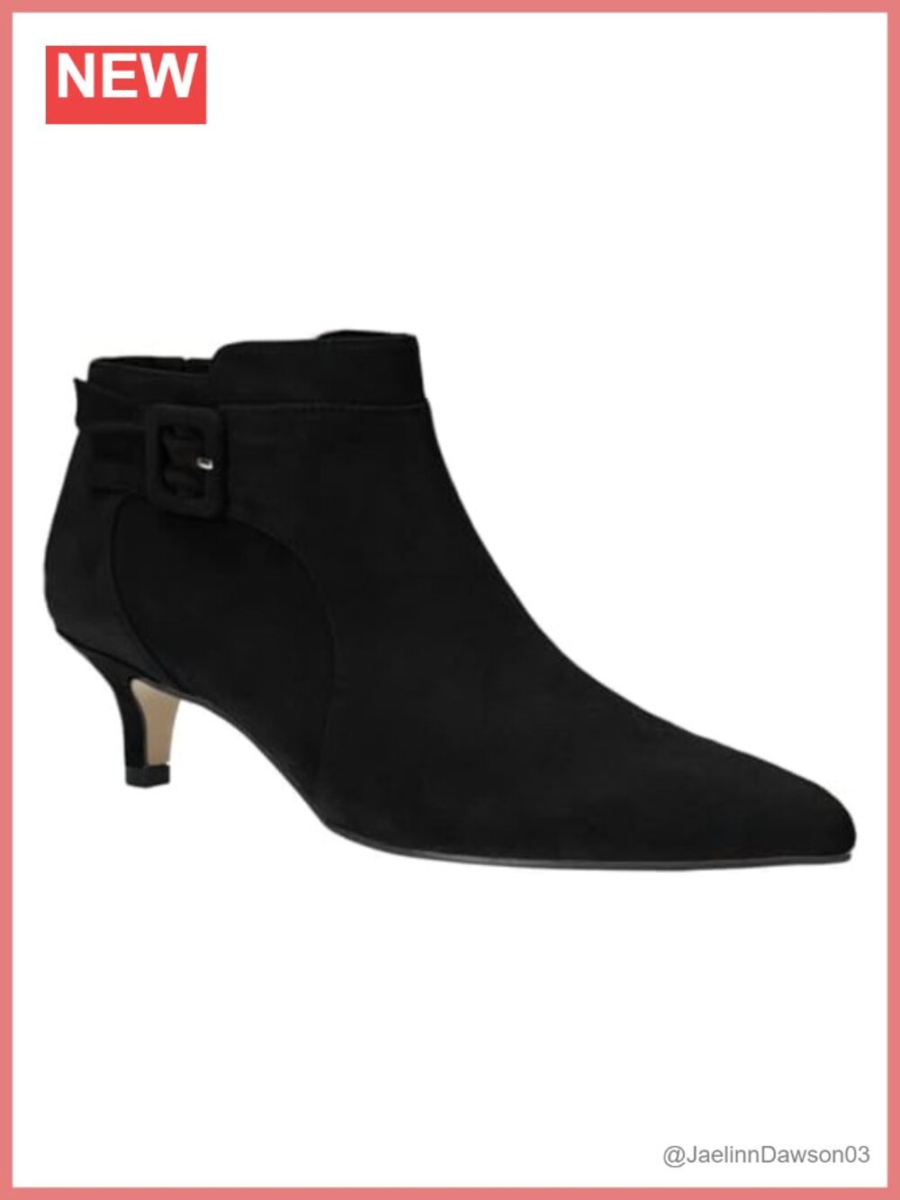 Pointed Toe Ankle Boots Kitten Heel Faux Suede Booties Side Zip Dress Shoes